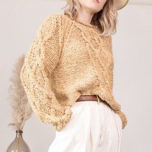Vintage 90s silk chunky knit mock neck sweater